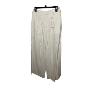 Commense White Wide Leg Pants‎ High-Waisted Textured